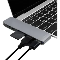 LogiLink USB 3.2 (Gen 1) Docking Station (USB-C, 7 Ports), Dockingstation + USB Hub, Schwarz, Silber