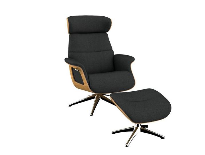 FLEXLUX Relaxsessel Clement Rücken u. Kopfverstellung, ergonomisch, Airchannels, Rücken- & Kopfteilverstellung, Drehbar, Armlehne Eiche, Fuß Alu