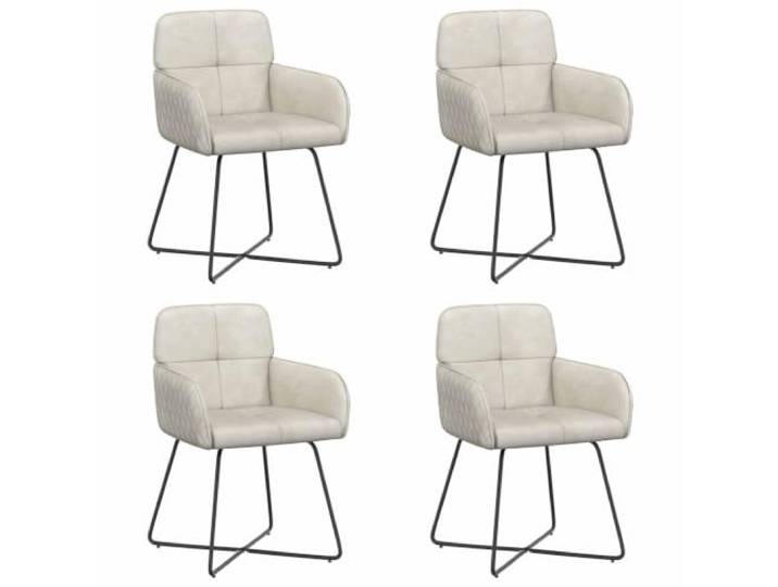 XHNIFBN 4er Set Esszimmerstühle Samt Creme Polsterstuhl Metallrahmen Bequeme Küchenstühle mit Armlehne und weicher Samtpolsterung für Esszimmer, Wohnzimmer und stilvolle Sitzbereiche.
