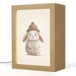 NACHTTISCHLAMPE Kaninchen - Hut - Ohren - Beige 15x20 cm
