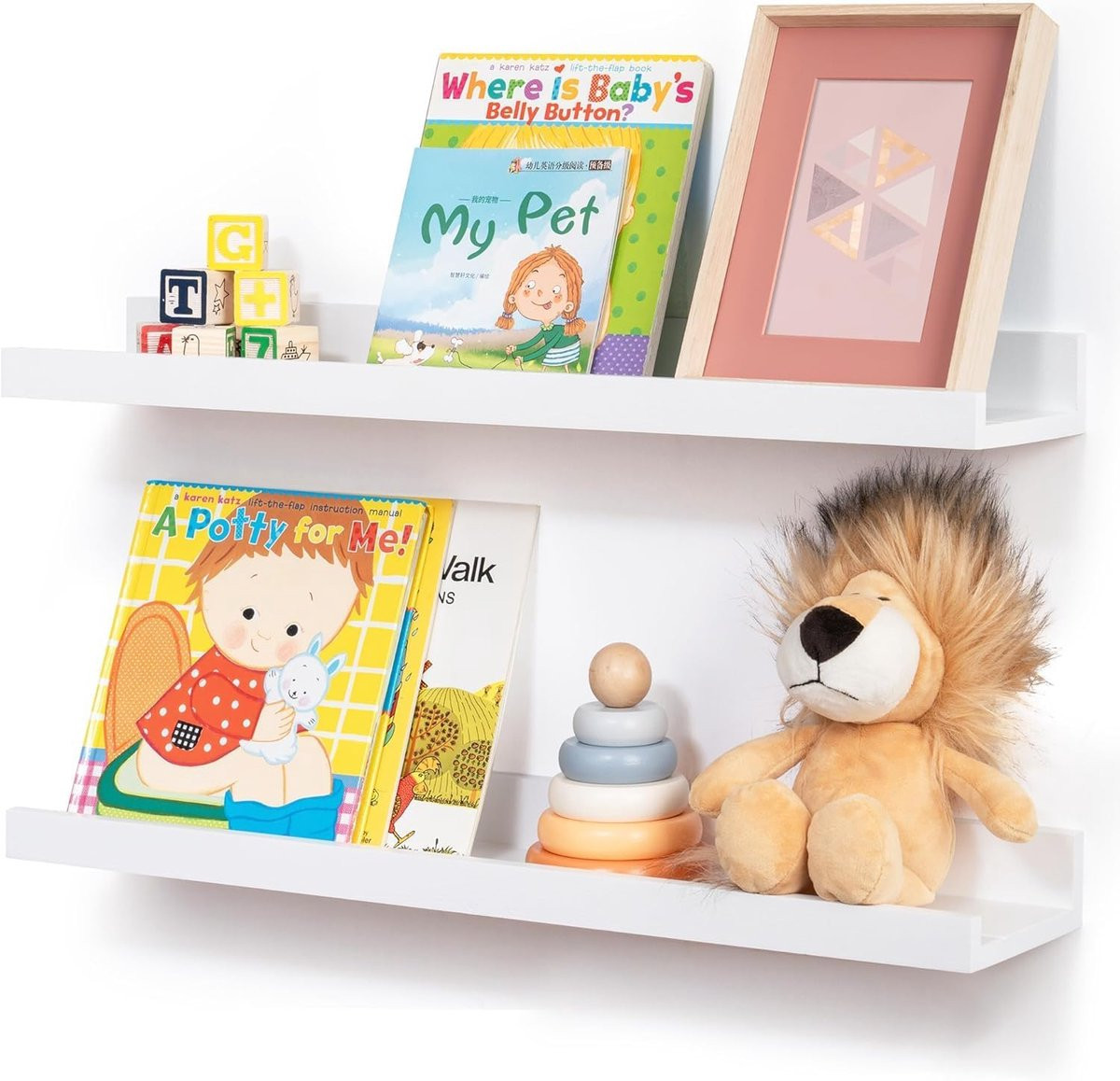 SnelShoppen Floating Shelf Photo Border Set van 2 - Wit - 40 cm