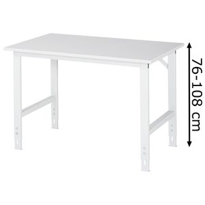 Rau Arbeitstisch Tom, höhenverstellbar, 125 x 76-108 x 80cm, Melamin, für Werkstatt