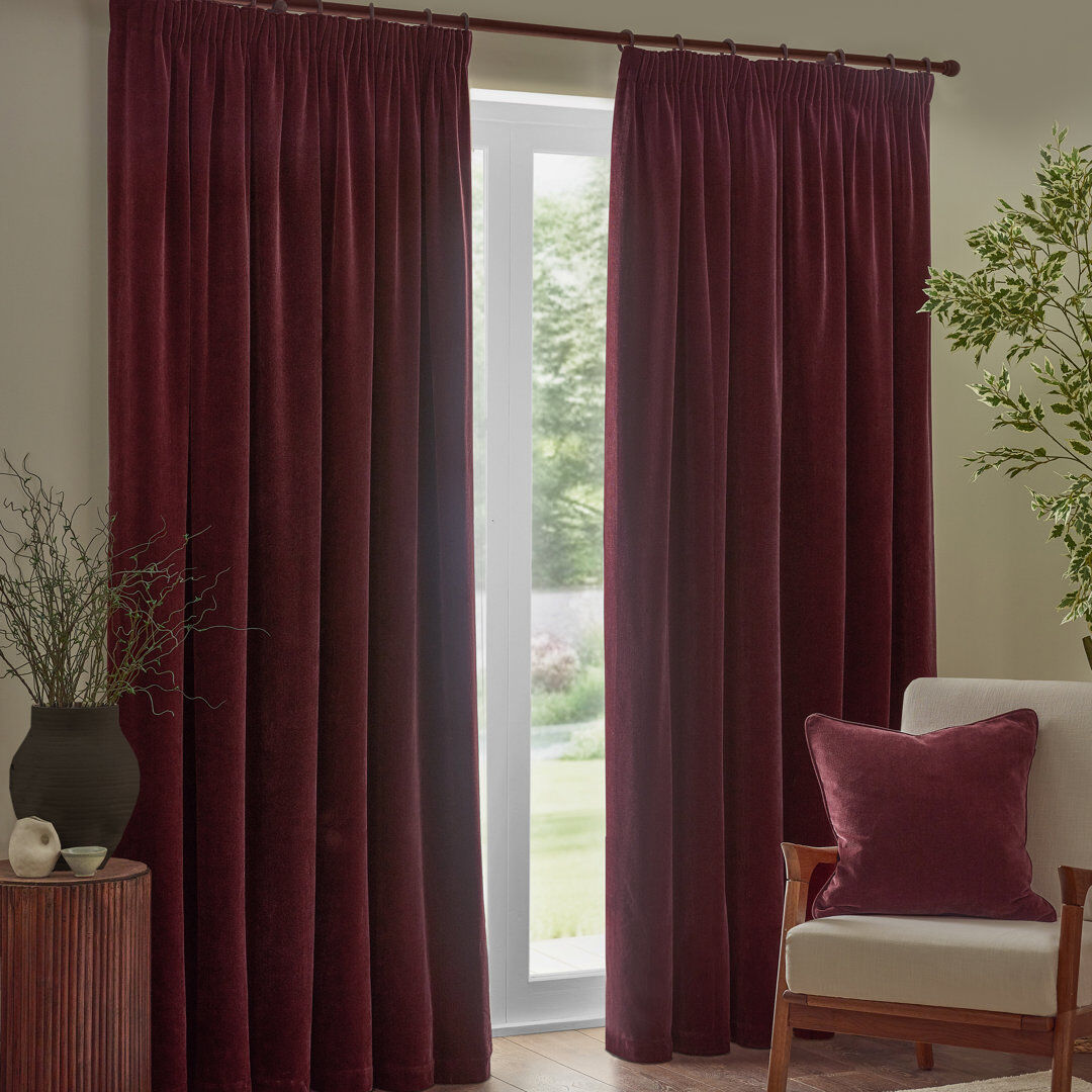 Yard Heavy Chenille Room Darkening Curtain Panel Pair Beetroot 168cm Width x 137cm Drop