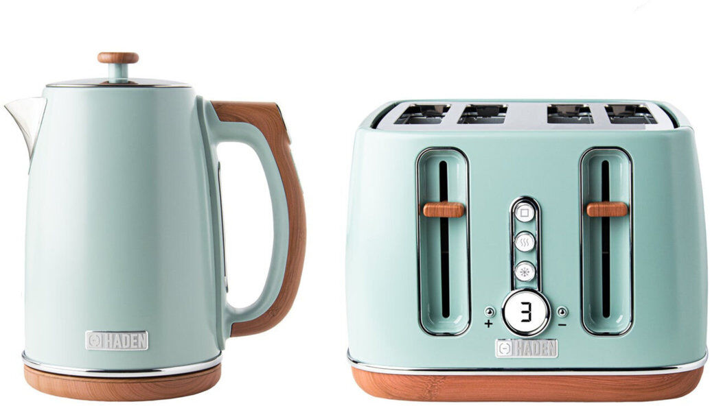 HADEN Dorchester 1.7L Electric Kettle And 4 Slice Toaster Set Green
