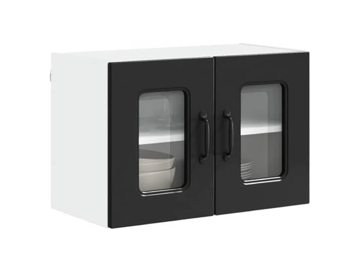 KTHLBRH Hängeschrank Küche 2 Stück Schwarz 60 x 31 x 40 cm Mehrschichtholz, 4 Einlegeböden, 4 Türen, max. Belastung 120 kg, großer Stauraum