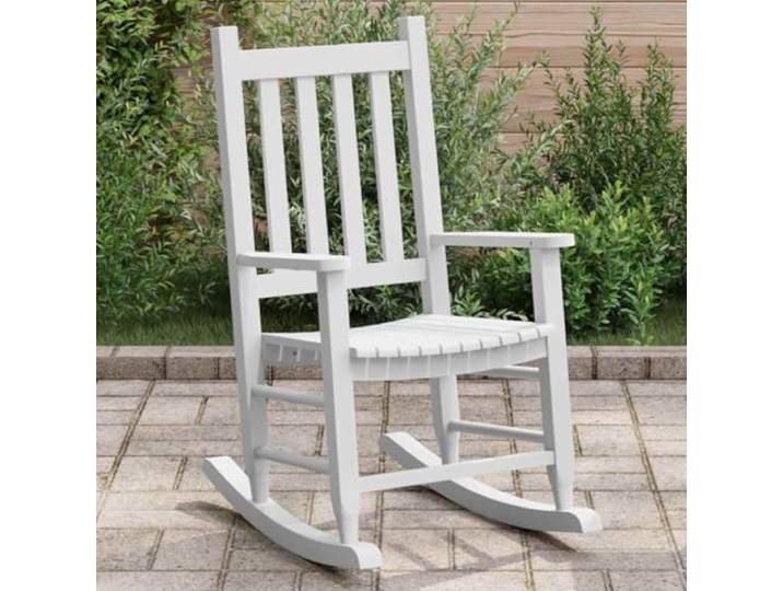 NLQMSU Schaukelstuhl für Kinder, weiß, Massivholz Pappelholz Robuster Rahmen, sanfte Bewegung, Antidumping-Design, entwässernde Latten, für Terrasse, Garten, Balkon