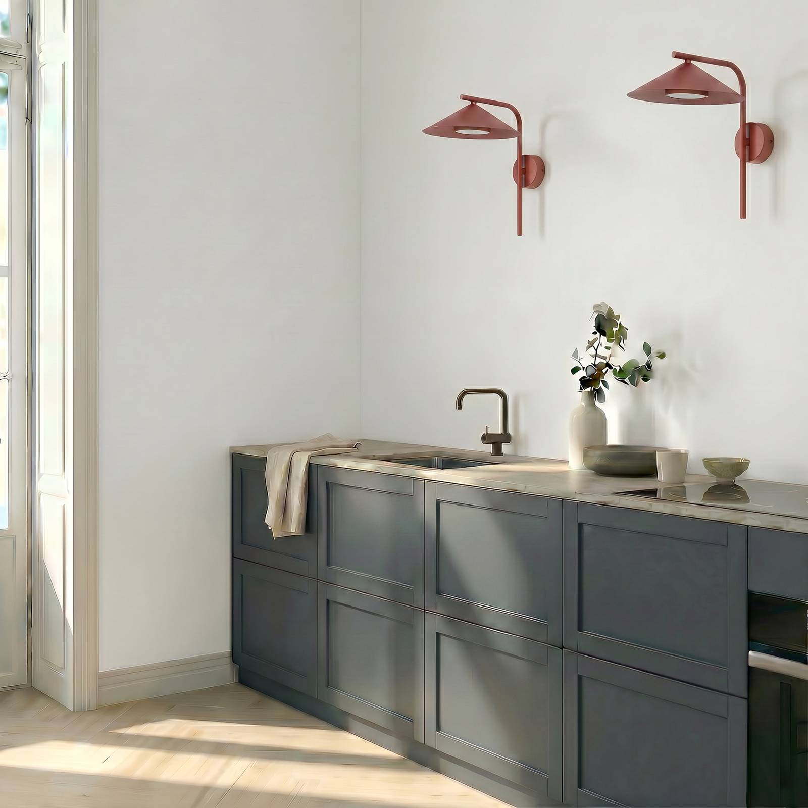 Wandlampe Lume S TK Lighting, dimmbar, rot, für Wohn- / Esszimmer, Metall, Modern, Wandleuchte, Wandlampe Innen