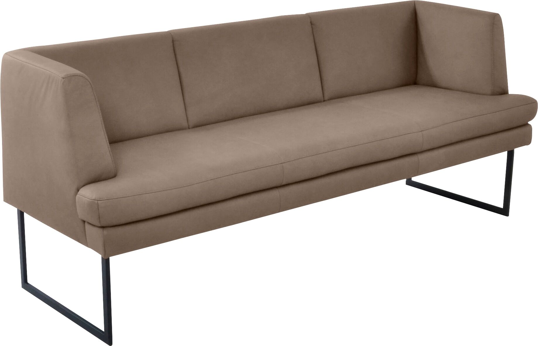 Polsterbank K+W KOMFORT & WOHNEN "Cube", braun (wüste 76), B:209cm H:82cm T:67cm, Sitzbänke, Polsterbank, Hammerkissenoptik, 2 Breiten, Metallkufe schwarz wüste 76 B/H/T: 209cm x 82cm x 67cm, Leder CLOUD