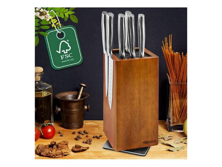 LuxusKollektion Magnet-Messerblock Magnetischer Messerblock ohne Messer drehbar Akazienholz