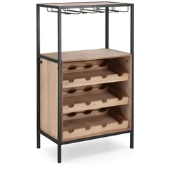 Weinregal Issac aus Metall und MDF, klassisch, naturfarben, 12 Flaschen, 51x30x91 cm