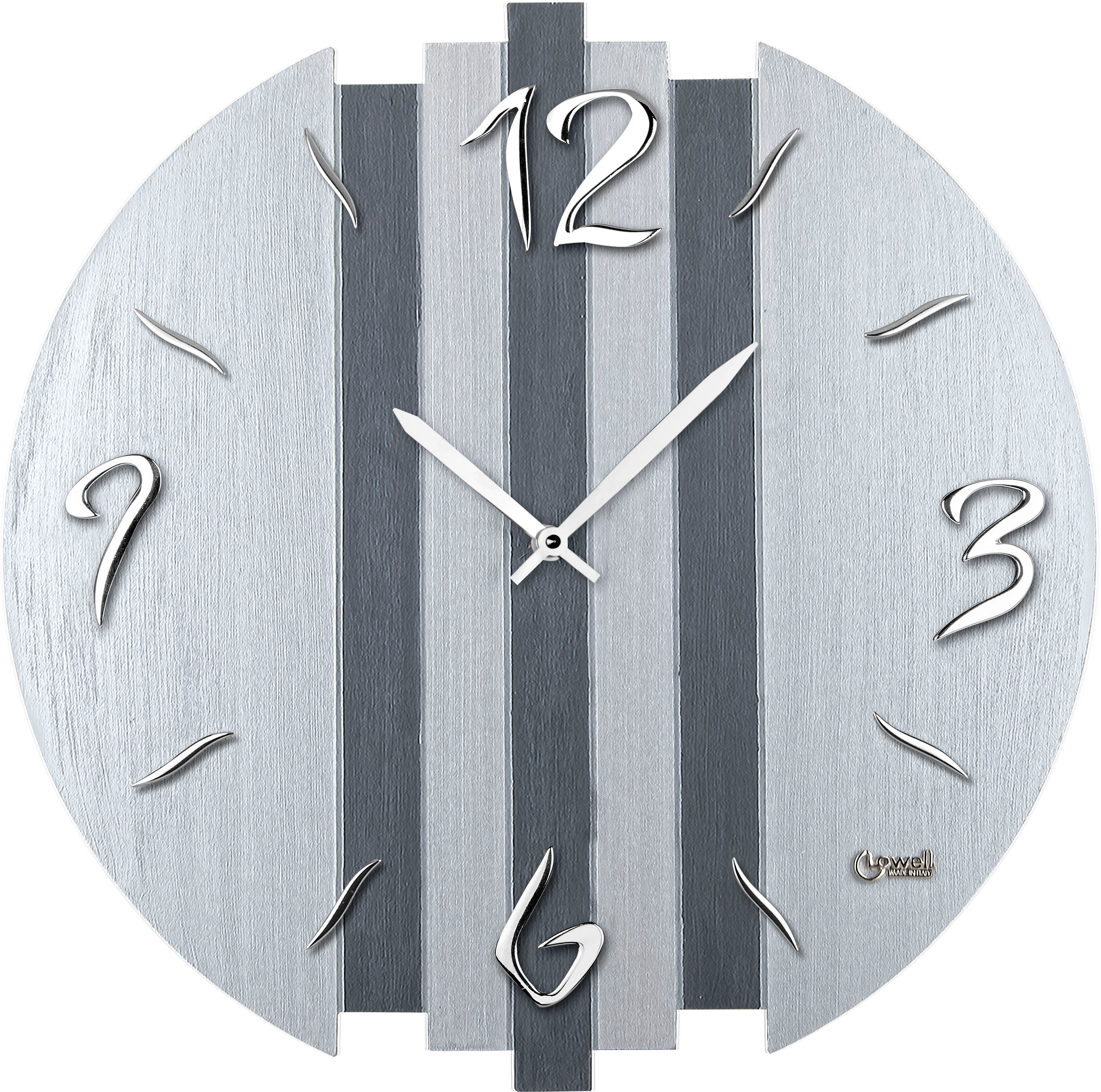 Wanduhr CHRISTOFFEL "Lowell", silber (silberfarben), H:3,5cm, Wanduhren, Wanduhr silberfarben B/H/T: 3,5cm