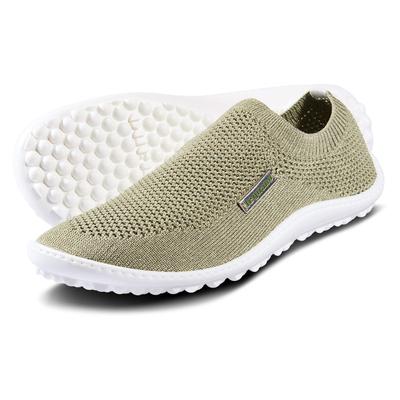 Barfußschuh LEGUANO "SCIO", Damen, Gr. 40, ungefüttert, grün (khaki), Textil, meliert, Schuhe Barfußschuh, Slipper, Bequemschuh mit speziell entwickelter Laufsohle