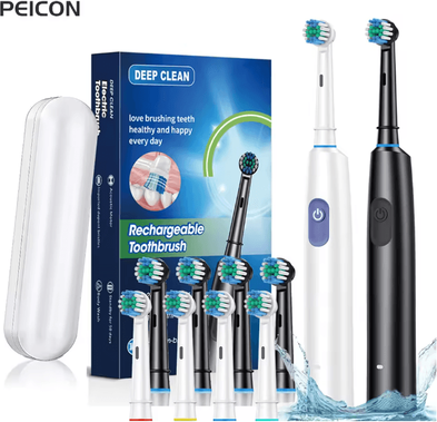 Inspire Essentials CleanSpin Pro Electric Toothbrush Rotary Rechargeable With Soft Brush Heads a