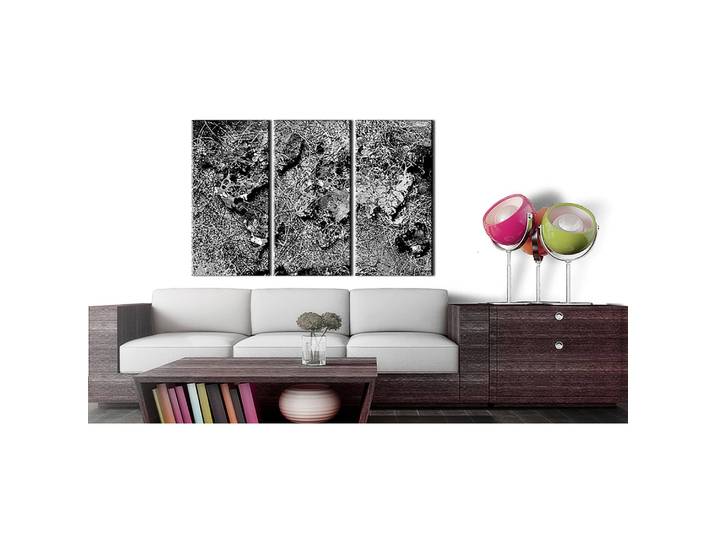 Tableau déco World Map Grey Thread Lin Argenté 90 x 60cm