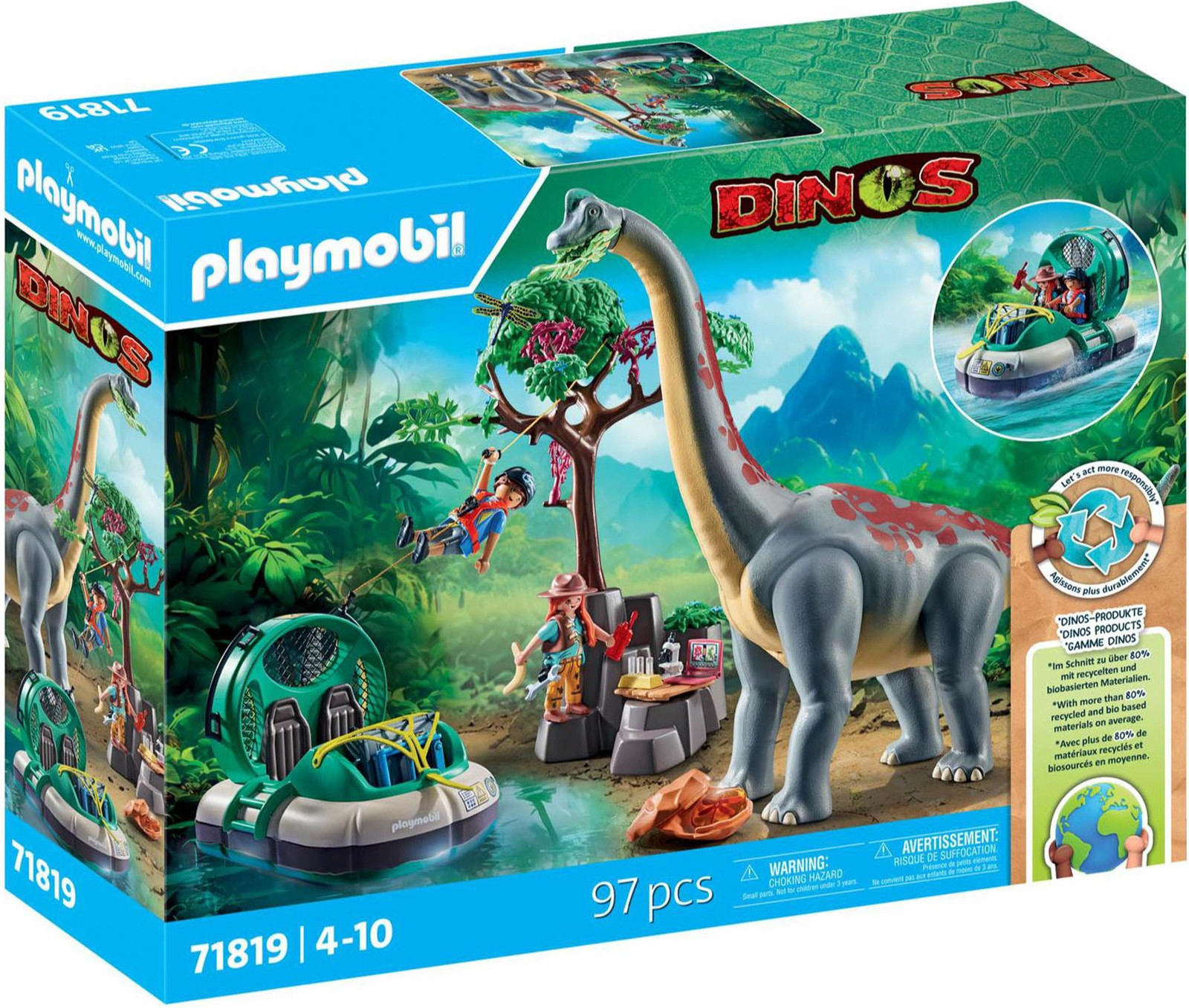 Playmobil 71819 Brachiosaurus Explorers Hovercraft