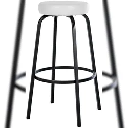 DELUKE® Barhocker KOELN - Weiß, Kunstleder | Barhocker ohne Lehne Barstuhl Tresenhocker Tresenstuhl Kneipenhocker Kneipenstuhl