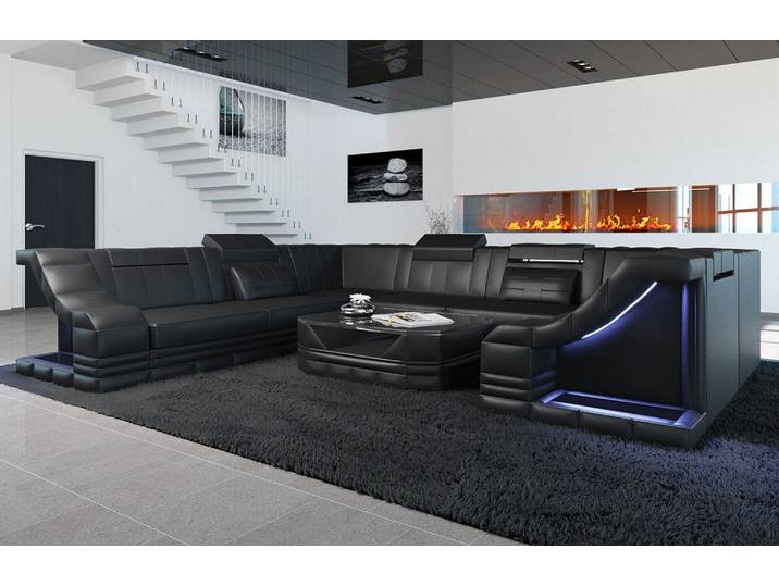 Mini Sofa Bianchi U-Form aus Leder