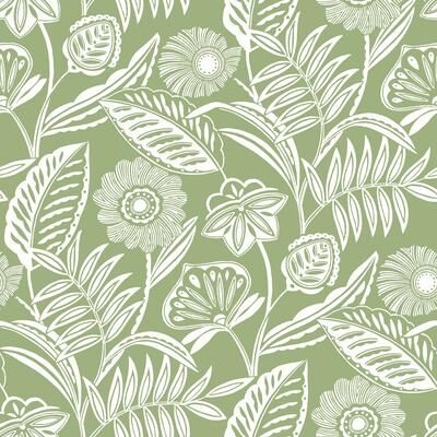 A-Street Prints Alma Green Tropical Floral Wallpaper