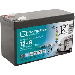 Q-Batteries Lithium Akku 12-8 12,8V 8Ah 102,4Wh LiFePO4 Batterie