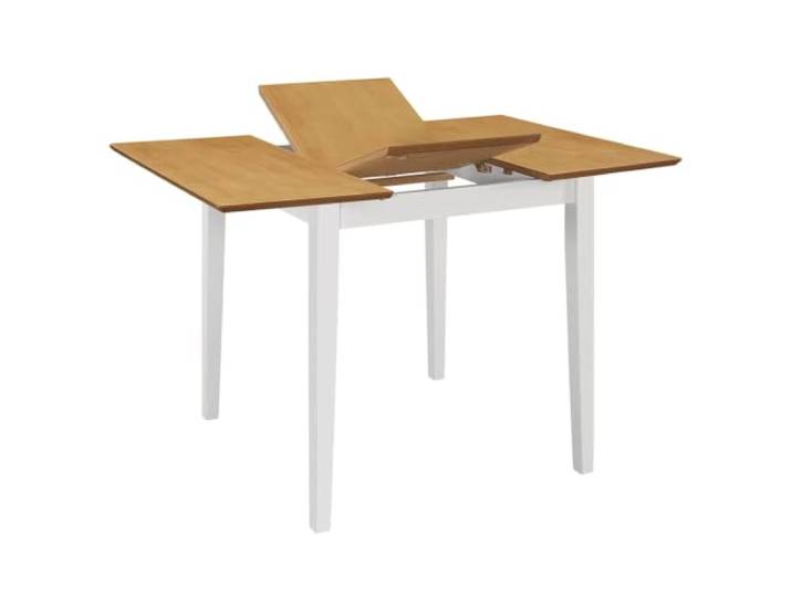 KDACVBMG Esstisch, ausziehbar, Weiß, 80 – 120 x 80 x 74 cm, MDF Massives Gummibaumholz, MDF-Platte Gummibaumfurnier, ausziehbar 120 cm, platzsparend, einfache Montage