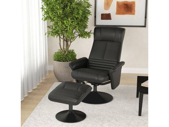 Fauteuil relax avec repose-pieds Fauteuil TV pivotant avec fonction d'inclinaison fauteuil TV fauteuil inclinable pour salon noir