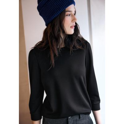 3/4-Arm-Shirt STREET ONE STUDIO, Damen, Gr. 36, schwarz, Stoff, 71% Polyester, 26% Viskose, 3% Elasthan, unifarben, normal normal, Rundhals, Bündchen, Shirts 3/4-Arm-Shirt, mit Rundhalsausschnitt