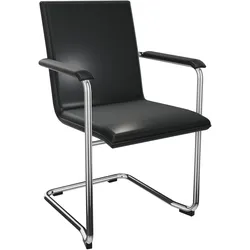 Besucherstuhl Cubika | Freischwinger mit verchromten Gestell - ZS0901 schwarz