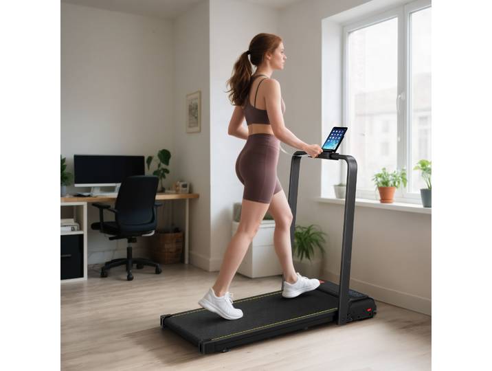 SPORTNOW Tapis de Marche Pliable 2-en-1 6KM/H 2.0HP Noir
