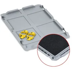 PROREGAL 10x Auflagedeckel Set Eurobox NextGen mit Schaumstoff und 4 gelbe Schiebeschnappverschlüsse | BxT 40x60cm | Eurobehälter