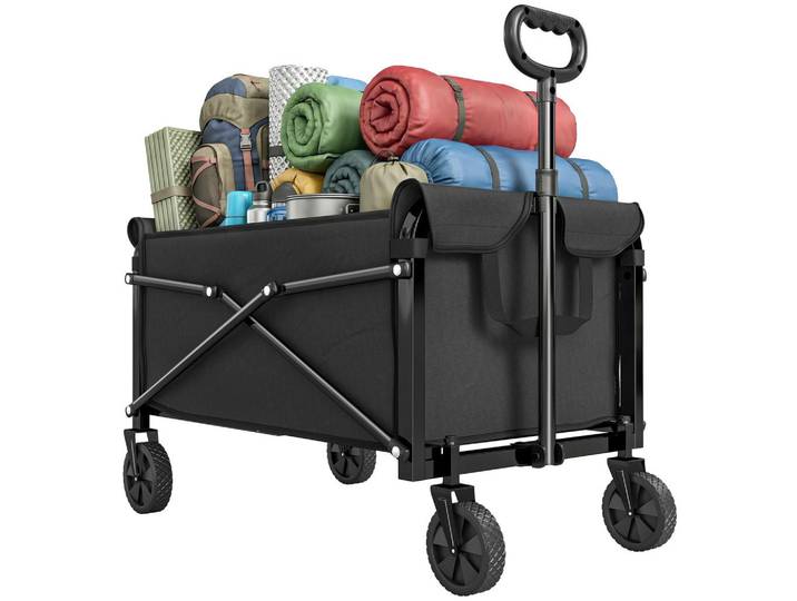 ComfortXL Gartenwagen De-10544 Schwarz, Metall, 47.5x92x78 cm, Gartenzubehör, Gartenpflege