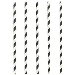 Papstar Papierstrohhalme Ø 6 mm · 20 cm schwarz/weiß "Stripes" 20 x 25 Stück