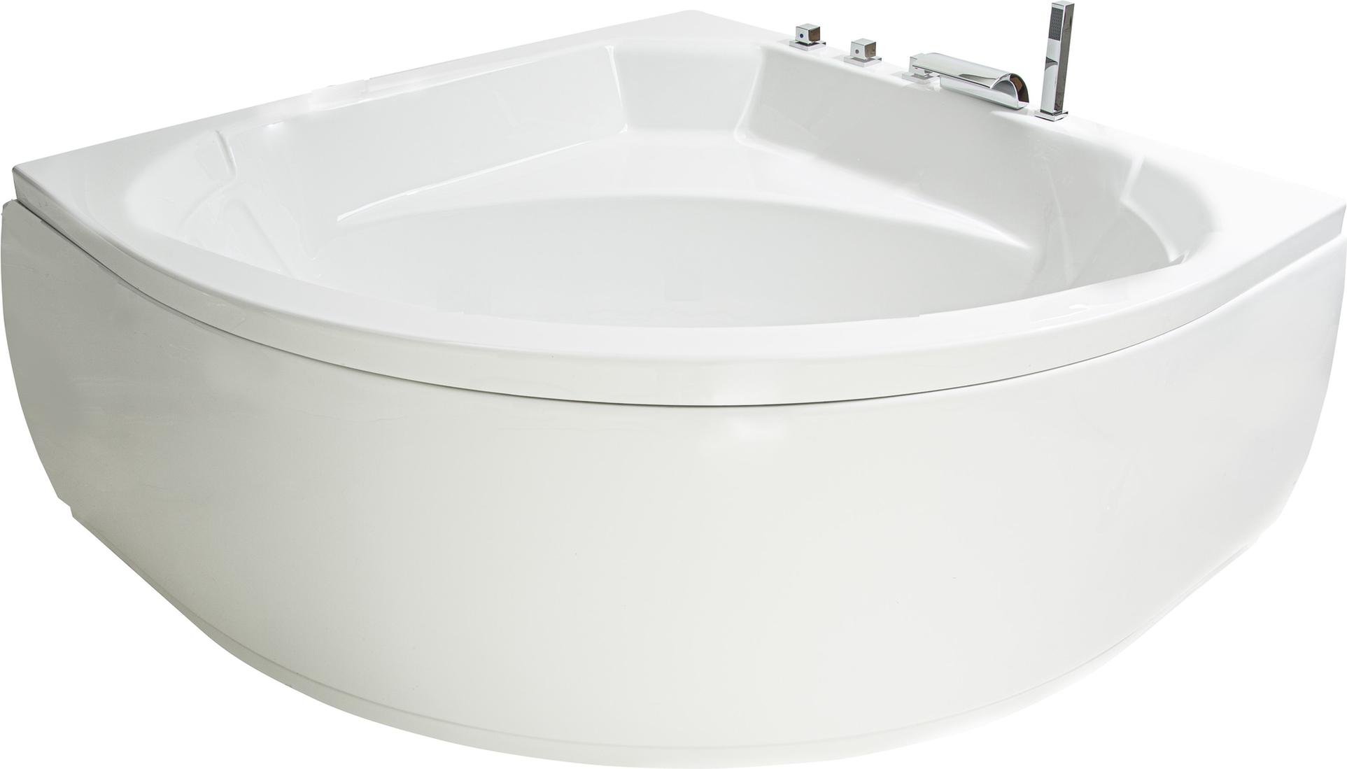 Basera Eck-Badewanne Korfu 155 x 155 cm mit Wasserfall, LED-Ambiente und Kopfstützen