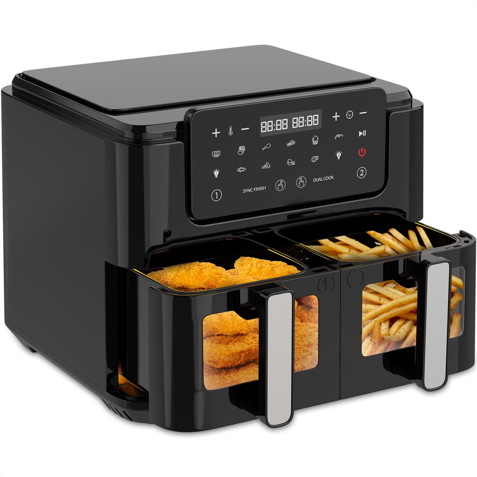 Strex Airfryer XXL 10L - 2500W - Dubbele heteluchtfriteuse - Zwart