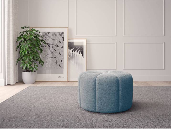 Pouf FORA 60 x 37 x 60cm Blau Webstoff Saia: Denim