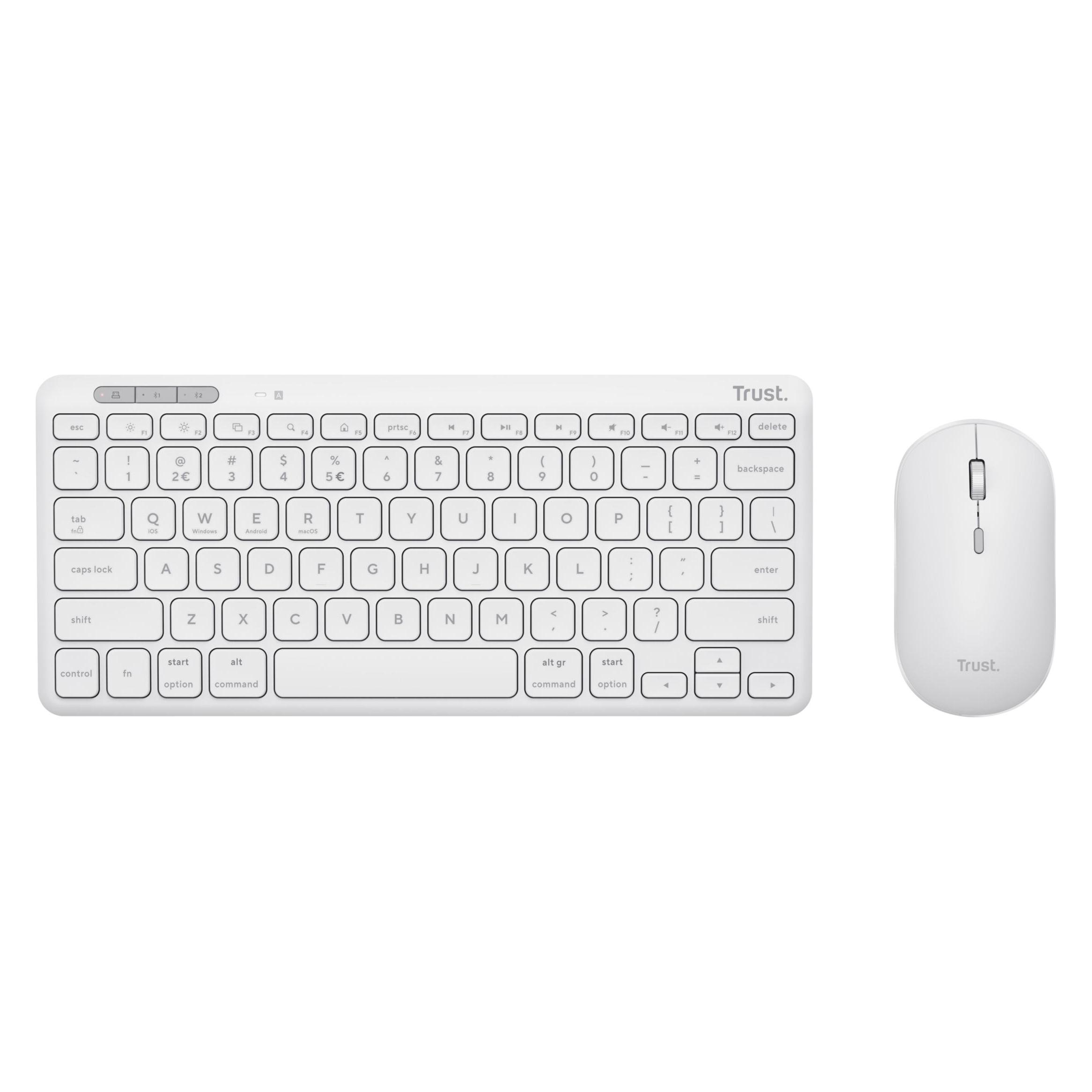 Trust LYRA Keyboard & Mouse white DE (DE, Kabellos) (25075)