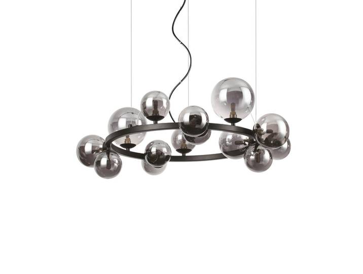 Ideal Lux Led-Hängeleuchte Perlage, Schwarz, Metall, Glas, 55 cm, Lampen & Leuchten, Innenbeleuchtung, Hängeleuchten, Pendelleuchten