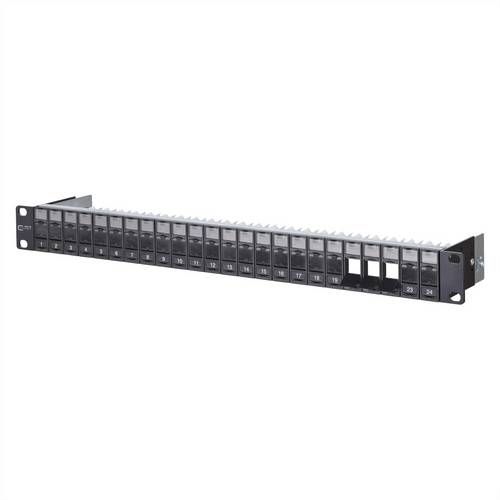 Metz Connect Keystone 19 Zoll Modulträger 1HE, 24 Port unbestückt, geschirmt, schwarz