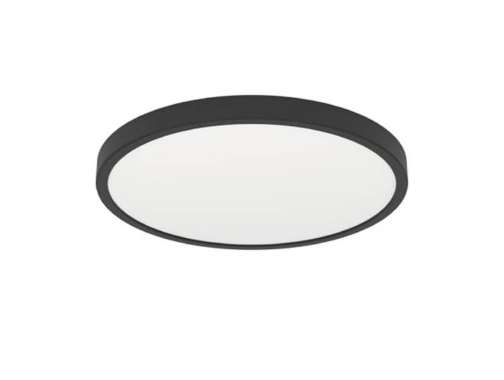 Eglo Plafonnier LED Fueva 6\, lampe de plafond ronde\, éclairage de bureau luminaire en saillie en plastique noir et blanc\, blanc chaud - blanc froid\, ⌀ 39 cm