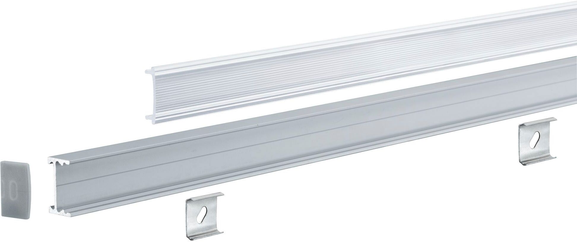 PAULMANN LED-Streifen "Square Profil mit Diffusor 1m Alu eloxiert", grau (aluminiumfarben), Gesamtlänge 1m, Lichterketten, LED-Streifen