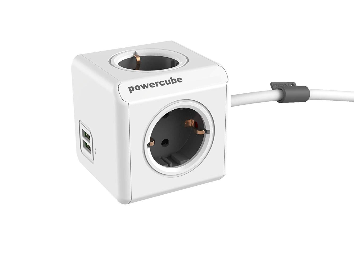 Dr. Bott Allocacoc PowerCube DuoUSB Uitbreiding met 4x Schuko stekkerdoos, 230V, 18546