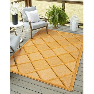 Outdoorteppich "Amara, LAGERRÄUMUNG", gelb, B:240cm H:8mm L:320cm, Polypropylen, MYFLAIR MÖBEL & ACCESSOIRES, Teppiche, Outdoorteppich, Uni Farben, Hoch-Tief Effekt, Outdoor geeignet, Balkon, Terrasse