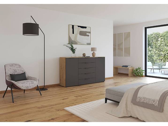 Sideboard Flipp 180cm Braun/Graphit/Eiche Artisan Dekor