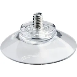 Saugnäpfe, ø = 30 mm, transparent, mit M4-Gewinde 6 mm lang, ohne Rändelmutter, Weich-PVC