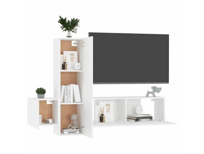 Composition meuble TV - Ensemble de meubles TV 3 pcs - - Blanc - bois d'ingénierie - 100 x 30 x 30 cm 842158