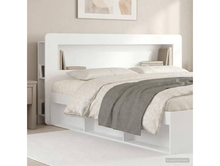 RJPLMFV Bettkopfteil, weiß, glänzend, Holz Aufbewahrungsregale, modernes Design, Wandbefestigung inklusive, einfache Reinigung