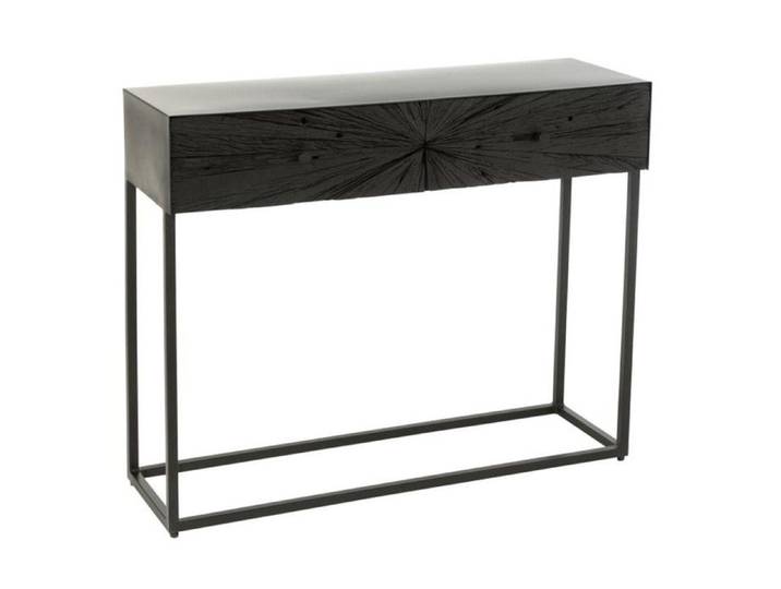 Console 2 Tiroirs en Bois  Shanil  100cm Noir
