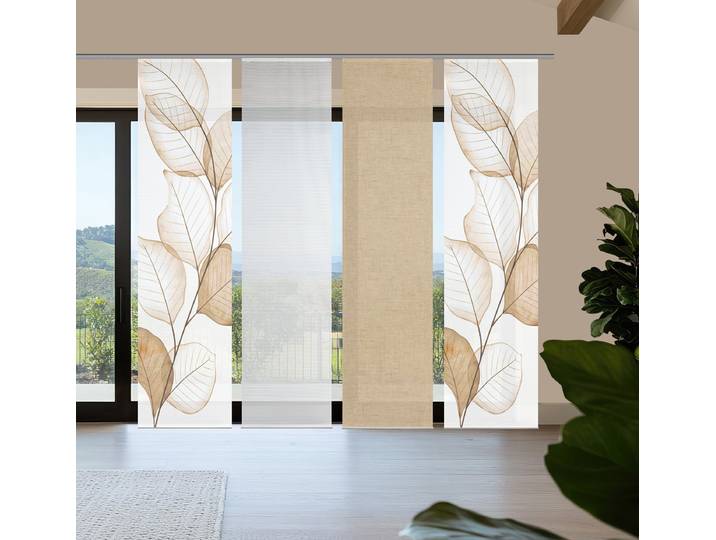 Schiebevorhang Yule 60 x 260 x 1cm Beige/Beige 4er Set
