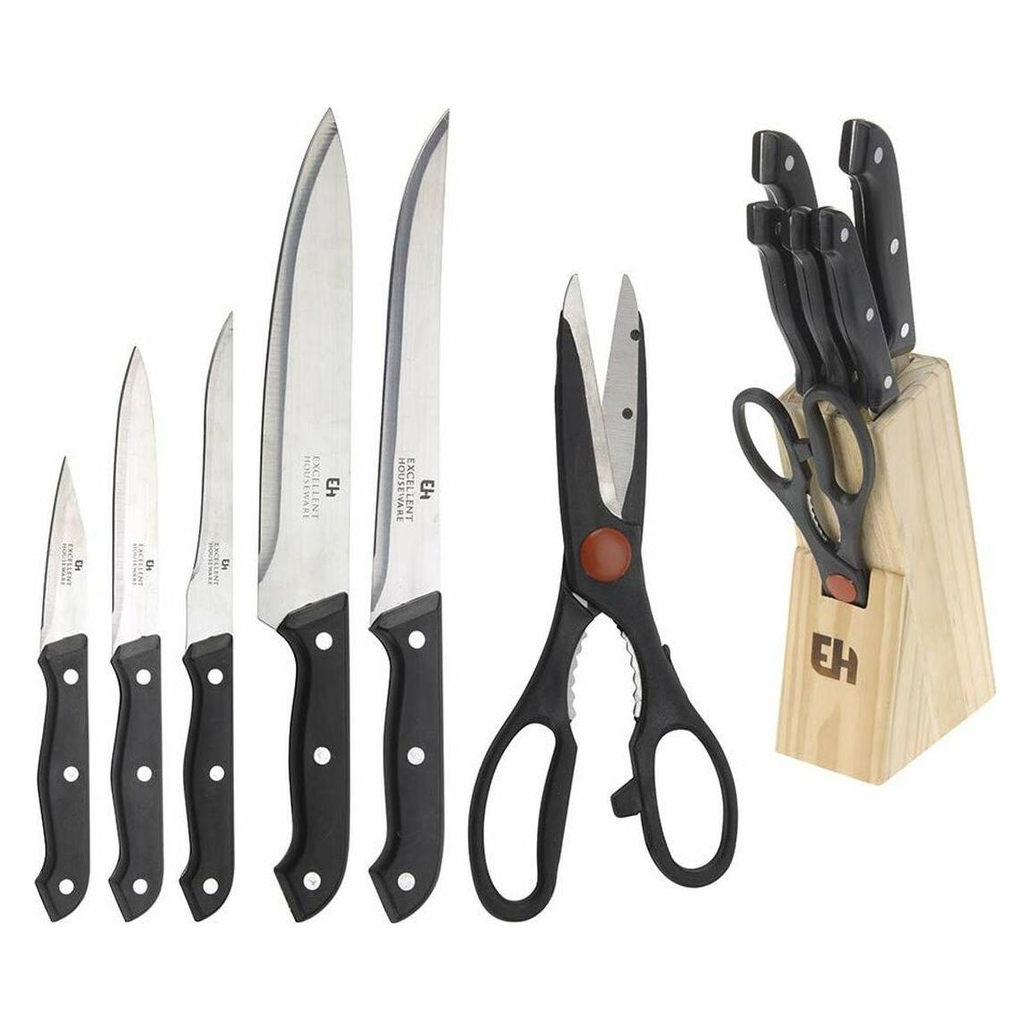 Excellent Houseware Küchenmesserset und Halterung Schere 7 Stücke Edel (45273087)