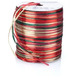 Raffia-Bast Pearl, 50 m, rot-grün-gold