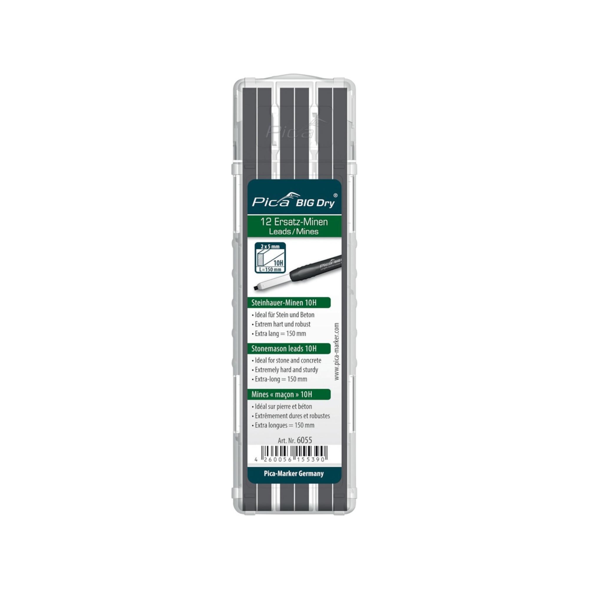 Pica Minenset f.Zimmermannsbleistift 12 teilig graphit 10H BIG Dry 6055)